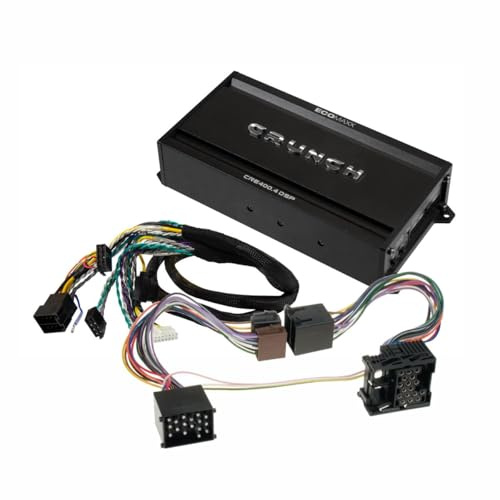CRUNCH CRE400.4DSP-ISO.M18-4 CH klass A/B bilförstärkare – kompatibel med BMW – 4 x 50 W RMS och 6 CH 32-bitars DSP – integr. Bluetooth för ljudångning och app