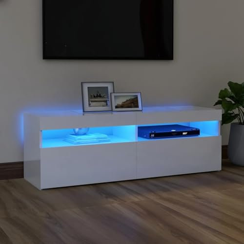 CFODOJ Entertainment Centers & TV Stand-home-TV-Schrank mit LED-Leuchten Hochglanz-Weiß 120x35x40cm