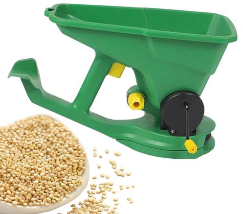 Esparcidor de césped rotativo portátil, esparcidor de semillas manual de 1,5 l con ajuste de 5 velocidades, distribución de semillas y fertilizantes para jardines, céspedes, granjas pequeñas, sembra