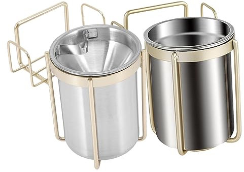 GRIRIW Wandmontierter Aschenbecher Aus Edelstahl Mit Wandhalterung Ohne Bohren Für Badezimmer Büro Und Raucherbereiche 2 Stück Abnehmbar Zur Einfachen Reinigung