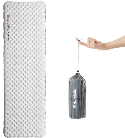 Naturehike Ultralight Insulated Sleeping Pad with R5.8, 3.2in Thickened Patchworkable Inflatable Double Sleeping Mat for Camping, Hiking, Climbing with Inflatable Bag (Silver-Rectangular-Large)