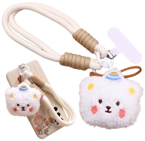 Cordino per Cellulare da Polso, Orso Peluche Intrecciato Laccio per Cellulare, Resistente, Carino Cinturino da Polso, con Toppa