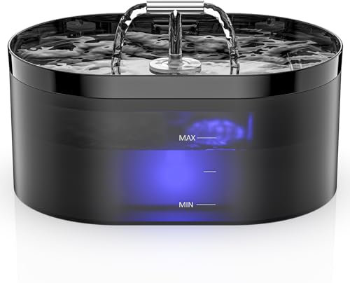 Fuente para Gatos sin Cable a Pila con Sensor de Movimiento, 2.6L Fuente de Agua Fria para Gatos con Bateria 3000mAh Recargable, Bebedero Automático a Prueba de Salpicaduras