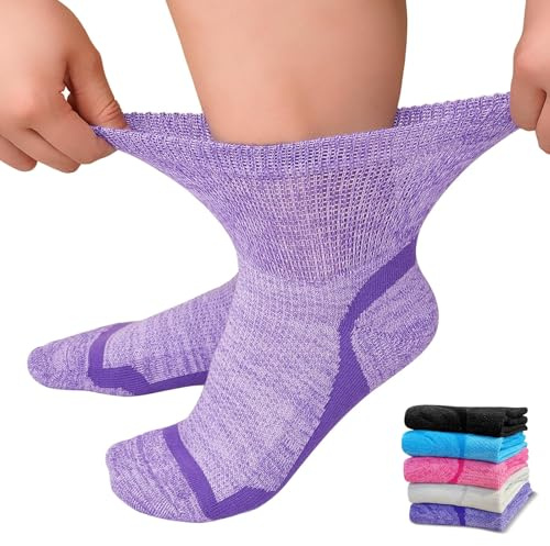 ZFSOCK Chaussettes Diabétiques Homme Femme: Chaussette Bambou Sans Elastique Extra Large Sans Couture Non Comprimantes Amples Socquettes Classiques