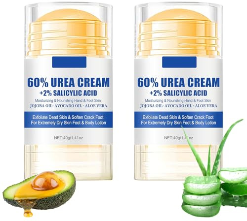 2 Stück Urea Creme, Fußpflegecreme mit Urea, Intensive Feuchtigkeitspflege für Trockene und Rissige Füße, Hornhaut Entferner, Ideal für Fersen, Ellbogen und Knie, 7,8 cm x 36 cm