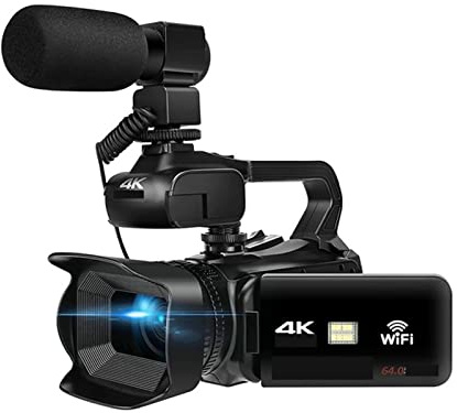 Appareil Photo numérique, Caméscope Vintage 4K 60FPS Complet for la Diffusion en Direct Vlog 18X 64MP caméra vidéo AF enregistreur numérique écran Rotatif(with 64G SD Card,with Microphone)
