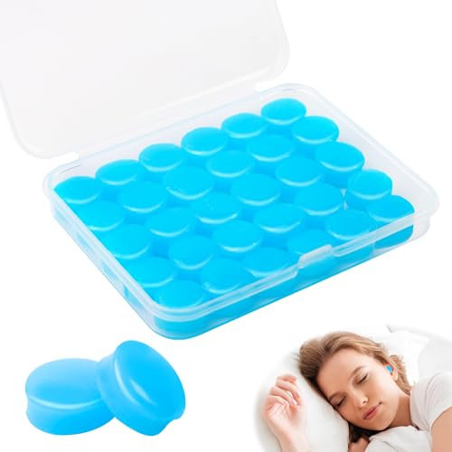 15 Pairs Ear Plugs for Sleep,Silicone Ear Plug Waterproof,Moldable Noise Cancelling Silicone Earplugs,Soft and Reusable,Ear Plugs with Case for Swimming Sleep Work Studying,Blue