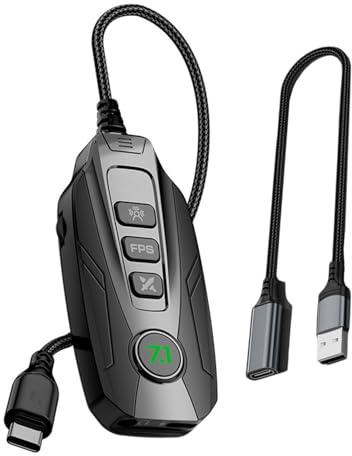 GS20 Type C / USB Small Sound Card 7.1 Uses external channel black second source with surround for wide compatibility