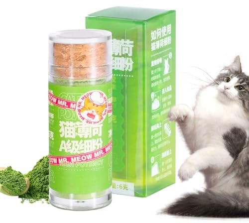Beiykhera Katzenminze Pulver Für Katzen | 6 Gramm Katzengras Pulver | Katzenleckerlis Zur Fellpfunde Und Kontrolle - Für Das Wohlbefinden Von Wohnungskatzen Mittelgroßer Und