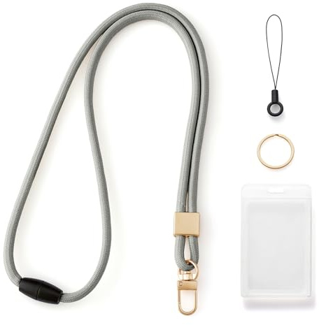 CHUQING Schlüsselband zum Umhängen Ausweishalter mit Band Hellgrau | 49cm Polyester-Lanyard mit Sicherheitsverschluss und Ausweishalter, für Ausweise und Schlüssel im Büro oder auf Reisen