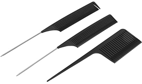 Semme Professional Highlighting Comb Set 3 Pcs Hair Coloring Sectioning Styling Parting Tool with Metal Tail for Barbershops and Home Use PP Material