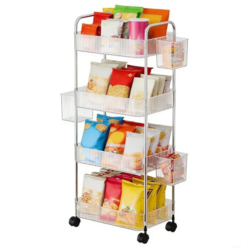 Chariot utilitaire roulant – Multicouche, rangement sur chariot avec roues | Cadre en acier robuste, construction durable à roulement lisse, attributs de manœuvre faciles, salon d'artisanat, garde-man