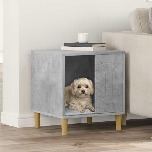 Mokuyary Hundhus betong 44 x 42 x 49 cm ingenjörsträ kennel för hundar lätt att montera för utomhusbruk, trädgård, terrass
