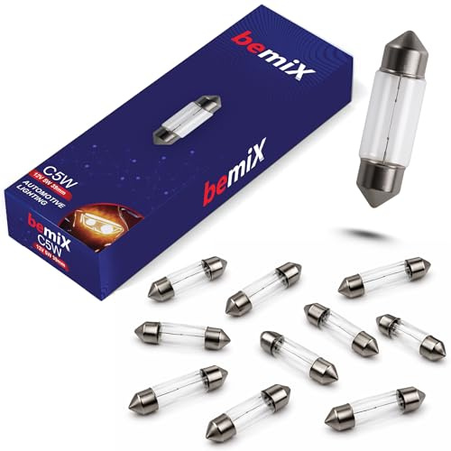 bemiX 10x C5W 12V 5W Soffitte 39mm SV8,5 Glühlampe – Kennzeichenbeleuchtung, Innenraum, Kofferraum, Handschuhfach – Soffittenlampe für PKW, Wohnmobil & Anhänger