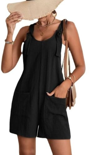 SDFWGG Tuta Intera Corta Donna Salopette Corta con Spalline Tutina Aderente Jumpsuit Sportiva Tutina Sportiva Donna Pagliaccetto Estivo Casual da Spiaggia con Tasche