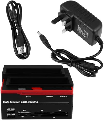 BESPORTBLE USB Ide Hard Drive Docking Station with Two-disk Slots, Plastic Multi-function Hdd Card Reader Device Supporting 6tb Capacity for Laptop Data Transfer