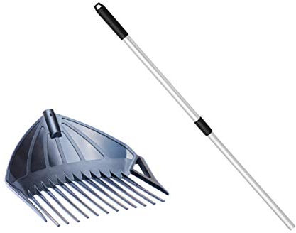 UPP 3-in-1 Hof- & Gartenschaufel | 3 Gartengeräte in Einem: Rechen, Schaufel, Sieb | Ideal zur Pflege von Garten, Teich und Hof [groß, mit Aluminium Teleskop Stiel]