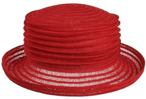 Mayser Belma Falten Strohhut Hanf Boaterhut Packable Handmade Made in EU Damen Sommer rot One Size