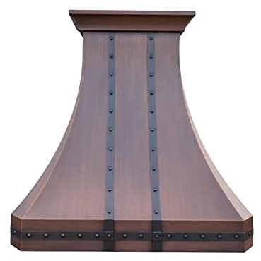 SINDA Hammered Copper Kitchen Oven Hood with Efficient Range Hood Insert, LED Lights & Baffle Filter, Light Hammered-Antique Copper, 42W x 36H, Island Mount, H30STRLCI4236