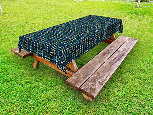 ABAKUHAUS Anker Outdoor-Tischdecke, Maritime Segeln Reisen, dekorative waschbare Picknick-Tischdecke, 145 x 210 cm, Dunkelblau, Grün, Weiß
