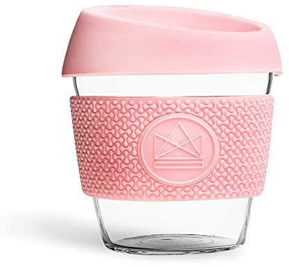 Neon Kactus Reusable Glass Coffee Cups 8oz (Rosa)