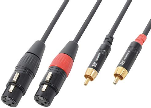 PD Connex Twin Female XLR to Twin Male RCA Audio Signal Cable – Professional OFC Lead with Metal Connectors for Reliable Audio Transmission – 6m Length, Includes Cable Tie