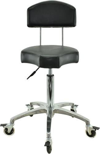 VAKON SALON - Ergonomischer Rollhocker mit Lehne - Premium Rollen mit Bremse - Höhenverstellbarer von 55-75 cm - Drehhocker Arbeitshocker Praxishocker