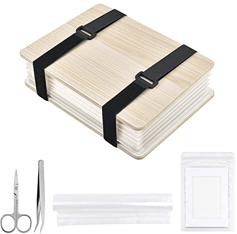 WANDIC Kit de presse à fleurs en bois épais - Kit de presse pour plantes, livres, fleurs, feuilles - Kit de presse pour bricolage, artisanat, spécimens - Apprentissage en plein air