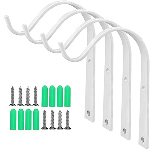 WiDream 4 pcs Support Plante Mural Balcon, Crochets Muraux pour Pots de Fleurs avec Vis, Suspendu Crochets Muraux, pour Paniers de Jardin Mangeoires à Oiseaux, Lanterne, Carillons Éoliens (Blanc)