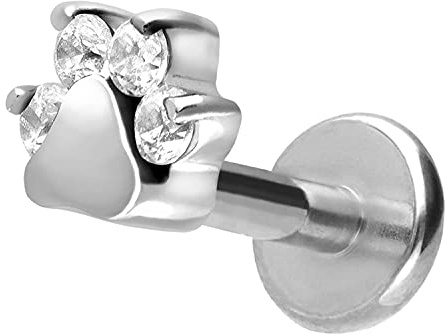 PIERCINGLINE Titan Labret mit Innengewinde | KRISTALLPFOTE | Piercing Lippe Nase Ohr Helix | Farb & Größenauswahl
