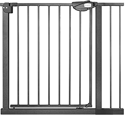 HENGMEI Griglia di protezione per scale, senza foratura, 85-95 cm, si chiude automaticamente, in metallo, per la sicurezza dei bambini, colore nero