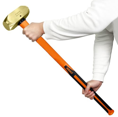 WEDO Messing Fäustel mit Fiberglasstiel, 2700g Vorschlaghammer, Abbruchhammer, Länge 700mm, Für die Präzisionsdemontierung,Mauerwerk Haushaltswerkzeuge