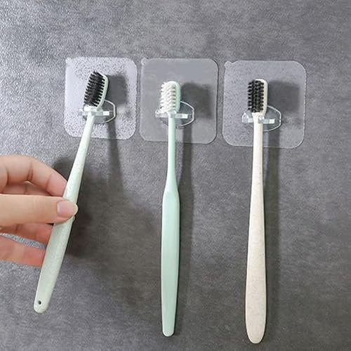 FOUTP 4PCS Support de Brosse à Dents, Support Mural Porte-Brosse à Dents Transparent, Universels pour Brosse à Dents Mural, Réutilisable Porte-Brosse à Dents Transparent Crochets Muraux Adhésifs