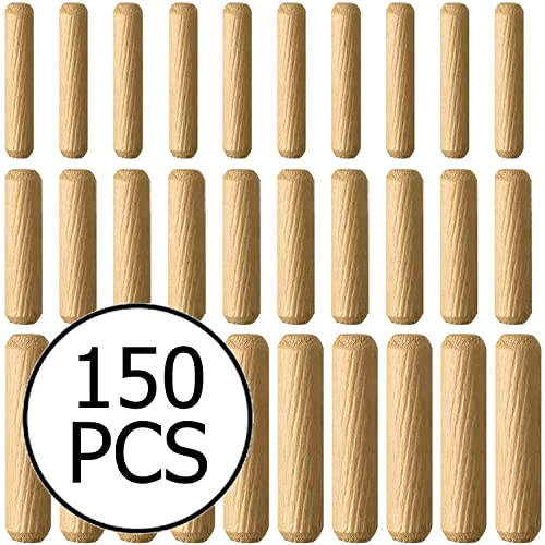 Perno di legno per legno di legno duro scanalato essiccato in forno - 150 pezzi (6 mm-8 mm-10 mm)