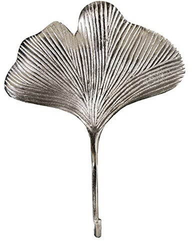 Kleiderhaken Set GINKGO 30cm - silber - Metall 3er Set Blatt-Design | Montiert geliefert, handgefertigtes Unikat, elegante Oberfläche, flexible Anordnung