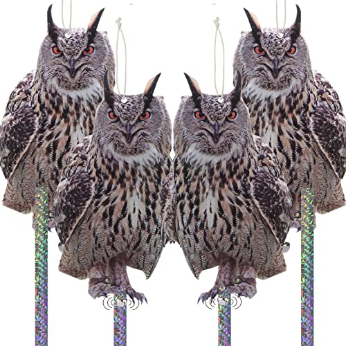 Homo Trends Effaroucheur Oiseaux Anti Pigeon pour Balcon, Repulsif Pigeon, Effaroucheur Pigeons Balcon, Corbeau Anti-Pigeon, Hibou Anti Pigeons, Epouvantail Balcon Jardin 4 Pièces Carton