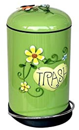 NTIYOU Botes de basura Cubo de basura con pedal silencioso con cubo interior extraíble for sala de estar, dormitorio, habitación infantil, cocina (verde oscuro) Papelera