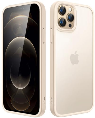 JETech Matte Case for iPhone 12/12 Pro 6.1-Inch, Shockproof Military Grade Drop Protection, Frosted Translucent Back Phone Cover, Anti-Fingerprint (Light Gold)