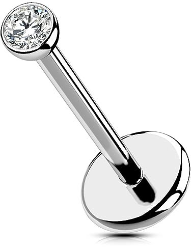 OUFER Body Piercing Push in Titanium Lippenpiercing Labret Piercing Stud 20G Helix Piercing 5/6/8/10/12mm Lip Labret Stud Tragus Threadless Helix Stud Bar Piercing Jewellery