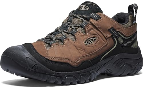 KEEN Men's Targhee 4 Low Height Durable Comfortable Waterproof Hiking Shoes, Bison/Black, 10.5
