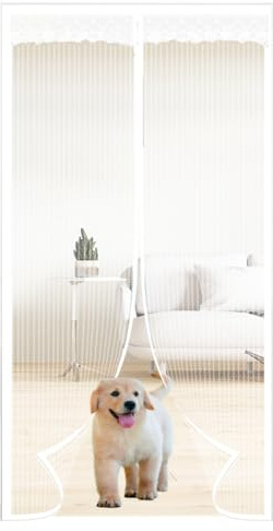 HILPATY Magnetischer Bildschirm Tür Hand frei Verstärktes Polyester Anti-Moskito Masche Fliegengittertür Netze, Terrassentür-Insektenschutzgitter, Haustiere Zugang freundlich (Weiß, 80 x 200 cm)