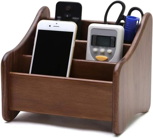 NOALED Hölzern Schreibtisch-Organizer, Stiftehalter, Briefständer, Multifunktionale Aufbewahrung, Organizer, 18.5 X16 X16cm