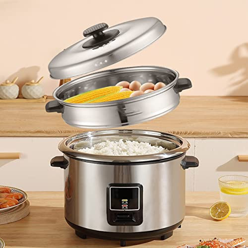 THEGA Reiskocher - Haushalts-Reiskocher Aus Edelstahl, Unbeschichteter Gesunder Reiskocher, Digitaler Slow Cooker Zum Auf- Und Abkochen, Verdickter Einsatz, Schnelle Wärmeleitung(Size:3L)