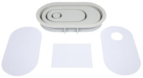 Rayher Silikon Gießform Kerzenständer Oval, 18,5 x 10,3 cm, Höhe 2,5 cm, inklusiv 3x5 Schablonen, zum Ausgießen mit Kreativ-Beton, Raysin-Gießpulver, 36165000, grau