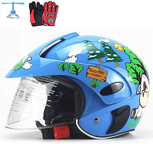 NENANGO Kinder-Motorradhelm Für Jungen Und Mädchen, Kinder-Fahrradhelm, Kinder-Motorradhelm, Fahrrad, Roller, 48–52 Cm, Rotes Spinnennetz, Geschenk Mit Handschuhen, Junge/Blue No. 2