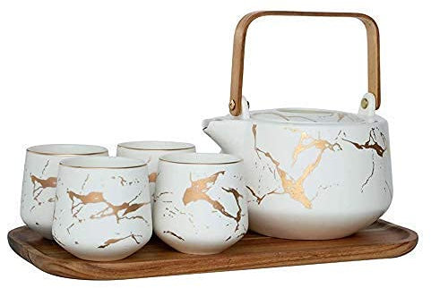 CCKUHN Tazze da tè Bollitore da tè per la casa Set di teiere in Ceramica Giapponese Set di teiere in Ceramica Fatto a Mano Pezzi Tazza da Sake Giapponese Set da tè Bollitori marmorizzati