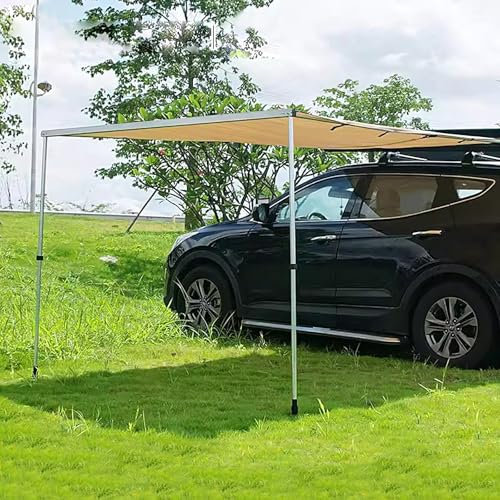 Toldo Lateral Del Coche, Coche Lateral Toldo Toldos Negro Poliéster Ignífugo Toldos Impermeables for El Sol for Autocaravanas, Furgonetas, Autocaravanas, Caravanas(2*2*2M/78.7*78.7*78.7IN)