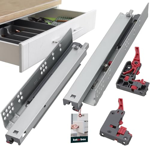 KOTARBAU® 3D Schubladenschienen Bodenmontage Vollauszug Softclose 300 mm Stahl Schubladenauszug Teleskopschienen Unten Montiert (1 Paar / 2 Stück)