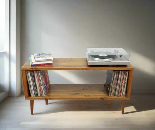 Record Player Stand, Vinyl LP Record Storage, Hifi Rack, Turntable Unit, Vinyl Storage Furniture - Many Colours Available! (140, Oak)