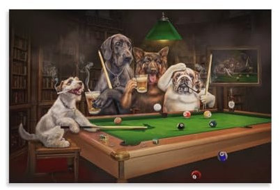 Generisch Abstraktes lustiges Kunstposter, Hunde, die Billard spielen, Wandkunst, Poster, Drucke, Heimdekoration, Bild, Leinwand, Malerei, 40 x 60 cm